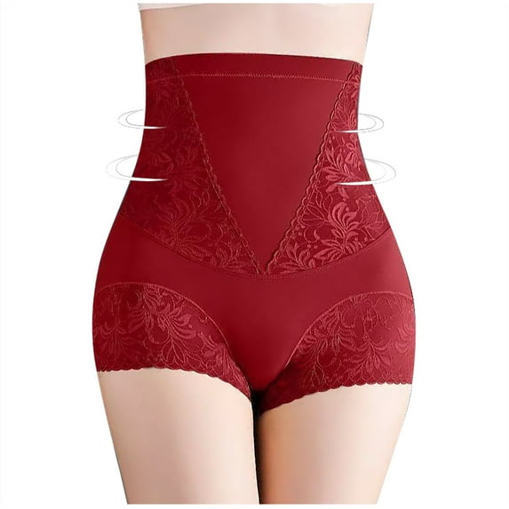 Kmdttou Cotton Underwear for Women Sexy Lace High Cut Panties Comfort Bikini Panty Stretch Underpants Breathable Ladies Briefs (Available in Plus Size) Wine-3XL