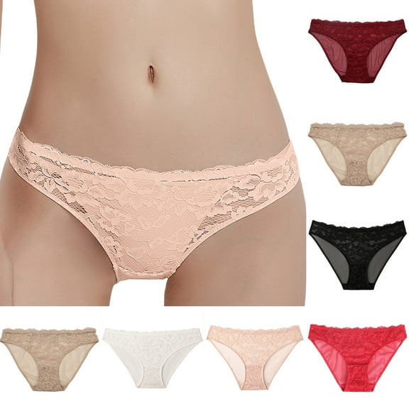 Kmdttou Cotton Underwear for Women Sexy Lace High Cut Panties Comfort Bikini Panty Stretch Underpants Breathable Ladies Briefs (Regular & Plus Size) Pink-L