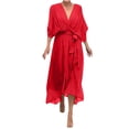 thumbnail image 1 of Kmdttou Dresses for Women Plus Size Plain Casual Solid Color Lace Up Irregular Long Dress, 1 of 5