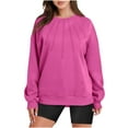thumbnail image 1 of Essentials Women's Regular-Fit Oversized Sweatshirt Crewneck Casual V Neck Long Sleeve Shirts Fleece Pullover Tops Fall Teens Preppy Clothes, 1 of 8