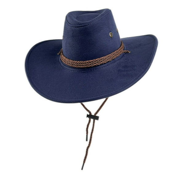 Kmdttou Fashion Men And Women Drawstring Decoration Suede Western Cowboy Hat Jazz Hat ,Foldable Travel Visor Hat
