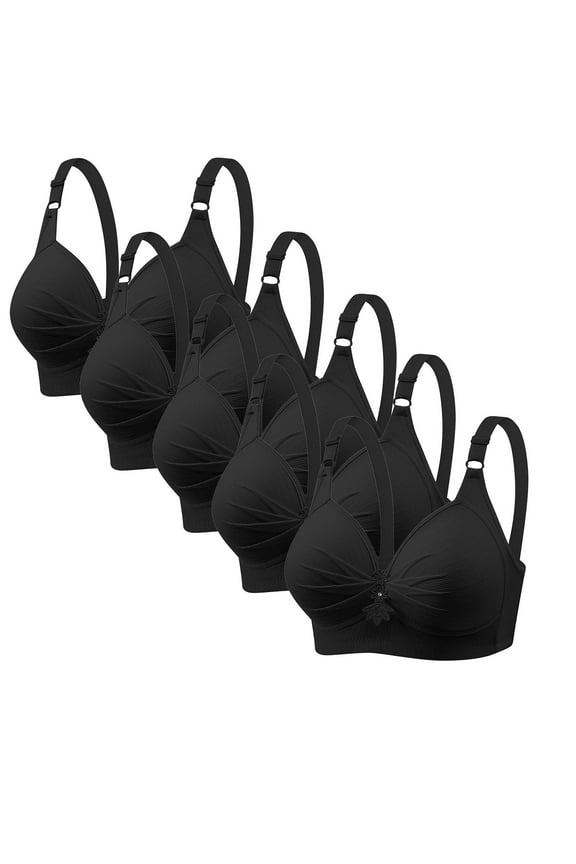 Fashion Mini-mizer Bras for Women Push-Up Printing 5PC Gathered Together Large Size Daily Bra Underwear No Rims
