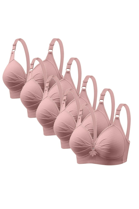 Fashion Mini-mizer Bras for Women Push-Up Printing 5PC Gathered Together Large Size Daily Bra Underwear No Rims