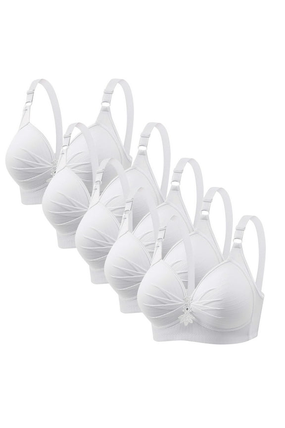 Fashion Mini-mizer Bras for Women Push-Up Printing 5PC Gathered Together Large Size Daily Bra Underwear No Rims