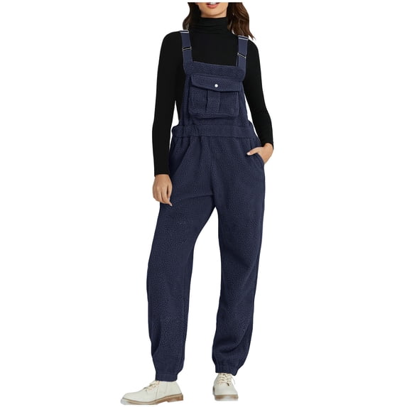 Kmdttou Fashion Plus Size Set Sweatsuits Tracksuits for Women's Fashionable Solid Color Casual Loose Fitting Jumpsuit Long Sleeved V-neck Jumpsuit Casual Pajama Pocket Jumpsuit on Clearance!