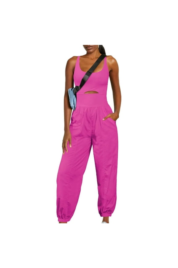 Fashion Plus Size Set Sweatsuits Tracksuits for Women's Casual Solid Color Hollow Out Jumpsuit on Clearance!