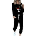 thumbnail image 1 of Kmdttou Fashion Plus Size Set Sweatsuits Tracksuits for Women's Print Long Sleeve Sport Pullover Tops + Pants Set on Clearance!, 1 of 6