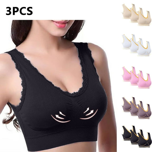 Kmdttou Fashion Sports Bras for Women Lace Splicing Glossy Comfortable Breathable Bra Underwear No Rims
