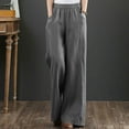 thumbnail image 1 of Kmdttou Fashion Womens Casual Solid Color Elastic Loose Pants Straight Wide Leg Trousers With Pocket, 1 of 6