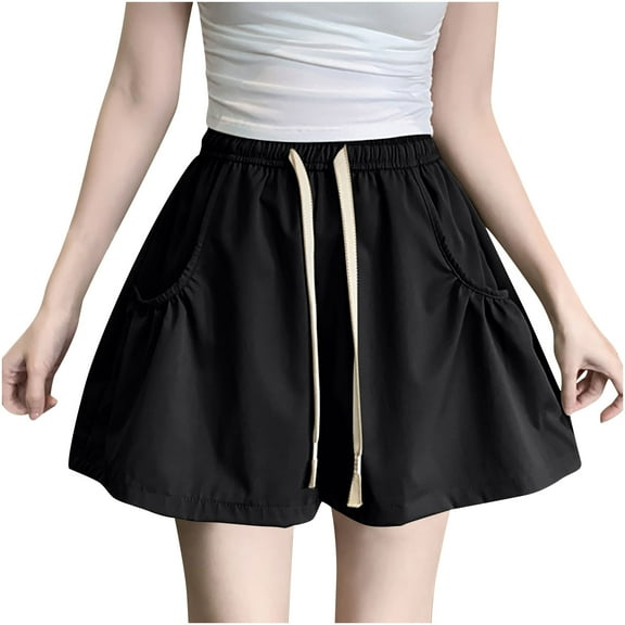 Kmdttou Flexible Training Shorts Large Pocket Elastic High Waisted Loose Wide Leg Workwear Shorts on Clearance,Black XL