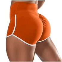 Kmdttou Flexible Training Shorts Summer Solid Color Shorts For Casual Loose Comfy Elastic Waist Yoga Athletic Short Pants Trendy Beach Shorts on Clearance,Orange L