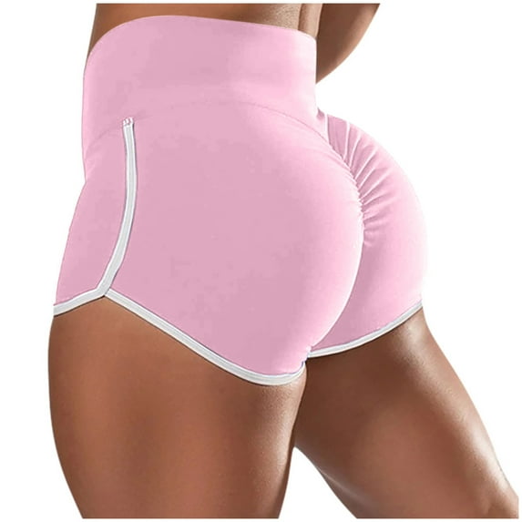 Kmdttou Flexible Training Shorts Summer Solid Color Shorts For Casual Loose Comfy Elastic Waist Yoga Athletic Short Pants Trendy Beach Shorts on Clearance,Pink S