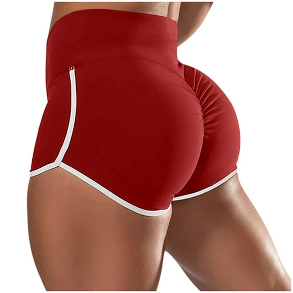 Kmdttou Flexible Training Shorts Summer Solid Color Shorts For Casual Loose Comfy Elastic Waist Yoga Athletic Short Pants Trendy Beach Shorts on Clearance,Red M