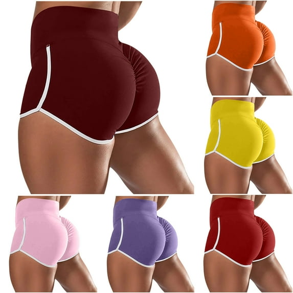 Kmdttou Flexible Training Shorts Summer Solid Color Shorts For Casual Loose Comfy Elastic Waist Yoga Athletic Short Pants Trendy Beach Shorts on Clearance,Wine S