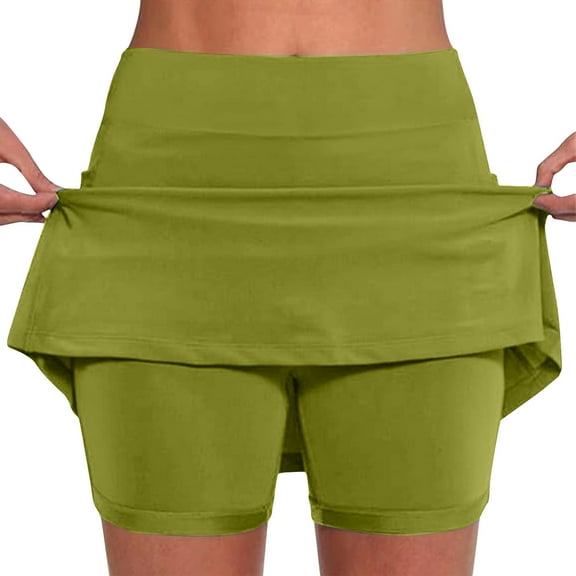 Kmdttou High-Waisted Yoga Shorts New Color Mid-waist Skirt Pants Sports Casual Shorts Bottoming Skirt Pants on Clearance,Green S