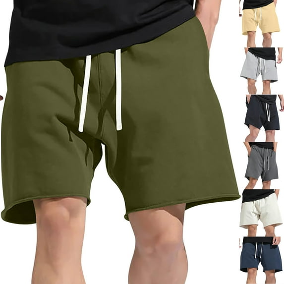 Kmdttou Men's Hiking Cargo Shorts 9" Lightweight Casual Solid Color Casual Drawstring Pockets Elastic Sports Shorts for Running Casual Activewear