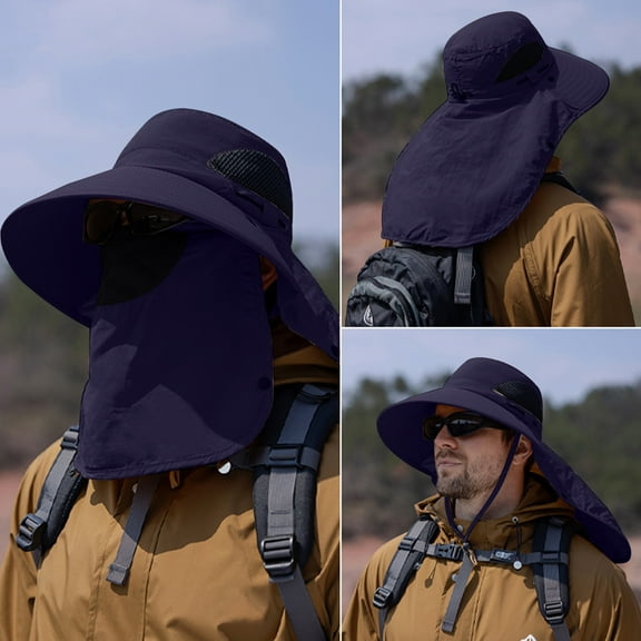 Kmdttou Men's Outdoor Face Hat Mountaineering Fishing Sun Shade Sunscreen Hat Large Shawl Fisherman's Hat ,Eco-Friendly Straw Sun Hat