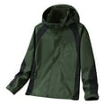 thumbnail image 1 of Kmdttou Men's Rain Jacket Waterproof with Hooded Hiking Coat Lightweight Windbreaker Thermal Hiking Coats Army Green 2XL, 1 of 8