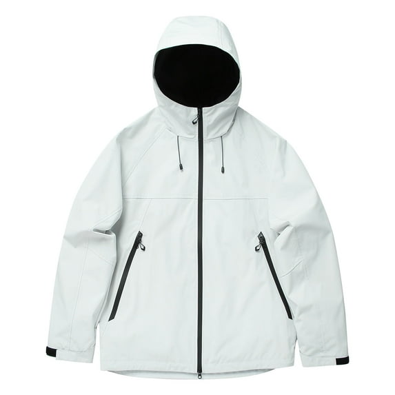 Kmdttou Men's Rain Jacket Waterproof with Hooded Hiking Coat with Hood Packable Outdoor Hooded Windbreaker Insulated Mountain jackets White L