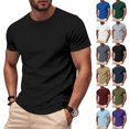 thumbnail image 1 of Kmdttou Men's Short Sleeve Crew T-Shirt Solid Color Outdoor Running Sports Breathable Short Sleeve on Clearance (Size:S-4XL), 1 of 8