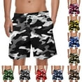 thumbnail image 1 of Kmdttou Men's Shorts Athletic Sports Shorts Beach Pants Elastic Waist Drawstring Pockets Casual Camouflage Print Knee Length Shorts (Available in Plus Size), 1 of 5