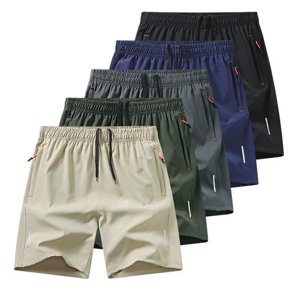 Kmdttou Men's Shorts Athletic Sports Shorts Beach Pants Elastic Waist Drawstring Pockets Casual Camouflage Print Knee Length Shorts (Available in Plus Size)
