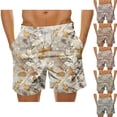 thumbnail image 1 of Kmdttou Men's Shorts Cargo Fashion Casual Hawaiian Leaf Print Shorts Casual Print Swim Shorts for Running Casual Activewear, 1 of 6