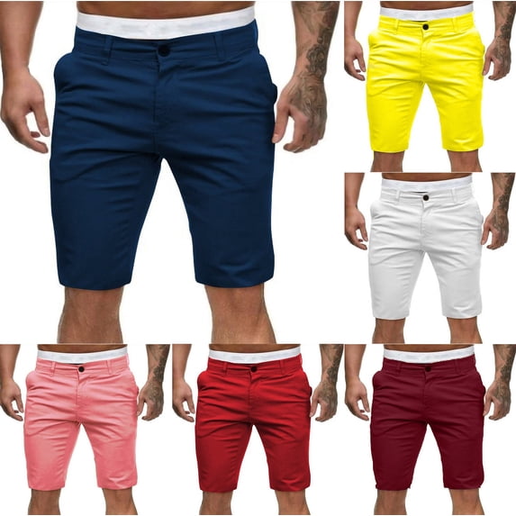 Kmdttou Men's Shorts Cropped Shorts Sports And Casual Solid Color Workwear Mid Pants Shorts (Regular and Big & Tall Sizes)