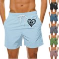 thumbnail image 1 of Kmdttou Men's Shorts Fashionable And Casual Heart-Shaped Printed Drawstring Pocket Beach Shorts (Regular and Big & Tall Sizes), 1 of 5