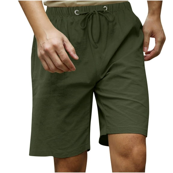 Kmdttou Men's Shorts Pack Summer Leisure Sports Elastic Waist Solid Color Drawstring Pocket Shorts (Available in Big & Tall)