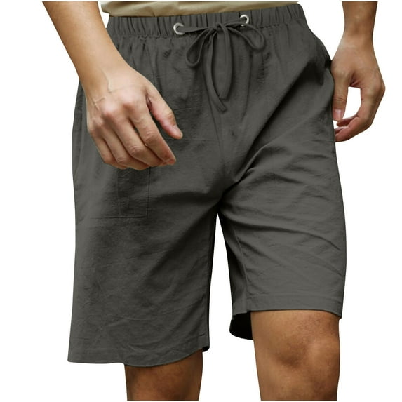 Kmdttou Men's Shorts Pack Summer Leisure Sports Elastic Waist Solid Color Drawstring Pocket Shorts (Available in Big & Tall)
