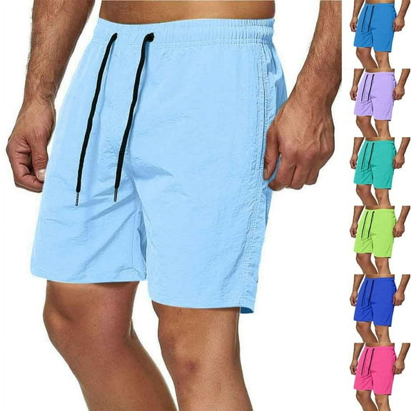 Kmdttou Men's Shorts Pack Versatile Five Minute Drying Shorts Solid Color Beach Shorts Sports And Fitness Shorts (Regular and Big & Tall Sizes)