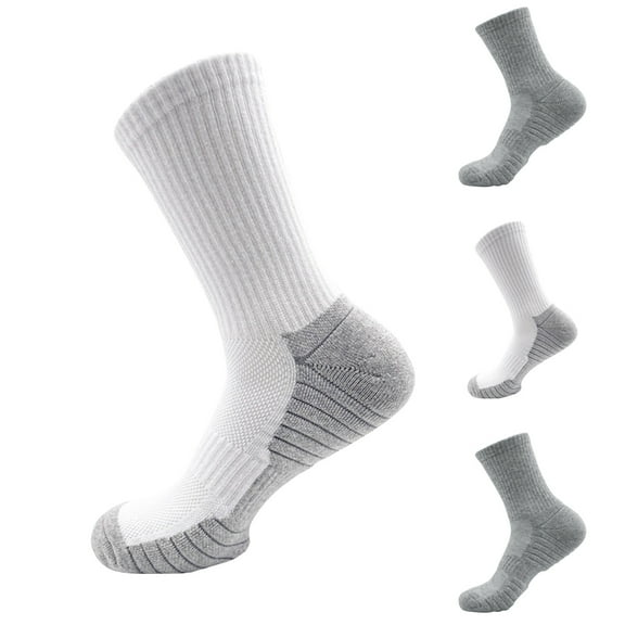 Kmdttou Men's Sport Comfortable Breathable Thickened Bottom Mid Length Socks Casual Soft Lightweight Quarter Socks