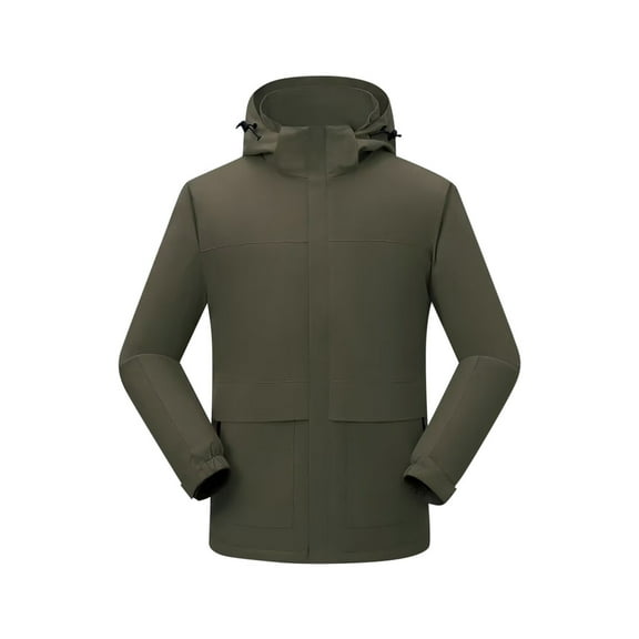 Kmdttou Men's Waterproof Rain Jacket with Hood Lightweight Mountains Sport Jacket for Men Hooded Windbreaker Raincoat Green XL