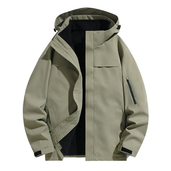 Kmdttou Men's Waterproof Rain Jacket with Hood Lightweight Raincoat Hooded Hiking Jacket Softshell Windbreaker Green 4XL