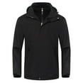 thumbnail image 1 of Kmdttou Men's Waterproof Ski Jacket Lightweight Active Outdoor Raincoat with Removable Hood Unisex Long-sleeved Hooded Windproof Thickened Outdoor Sports With Pockets Zipper Warm Jacket Black M, 1 of 2