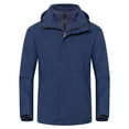 thumbnail image 1 of Kmdttou Men's Waterproof Ski Jacket Lightweight Active Outdoor Raincoat with Removable Hood Unisex Long-sleeved Hooded Windproof Thickened Outdoor Sports With Pockets Zipper Warm Jacket Navy S, 1 of 3