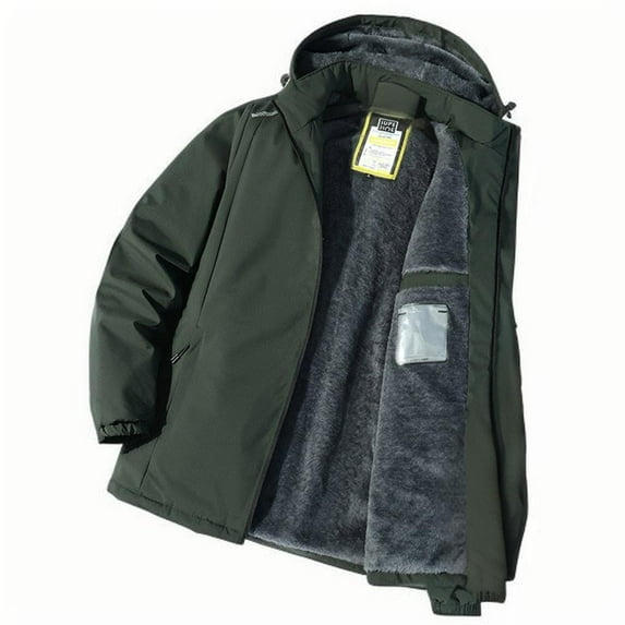 Kmdttou Men's Waterproof Ski Jacket Warm Winter Snow Coat Mountain Windbreaker Hooded Raincoat Jacket Army Green 4XL