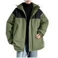 thumbnail image 1 of Kmdttou Men's Waterproof Ski Jacket Warm Winter Snow Coat Mountain Windbreaker Hooded Raincoat Jacket Green 2XL, 1 of 4