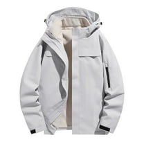 Kmdttou Men's Windproof Jacket Waterproof Lightweight Mountains Sport Jacket for Men Hooded Windbreaker Raincoat Gray M