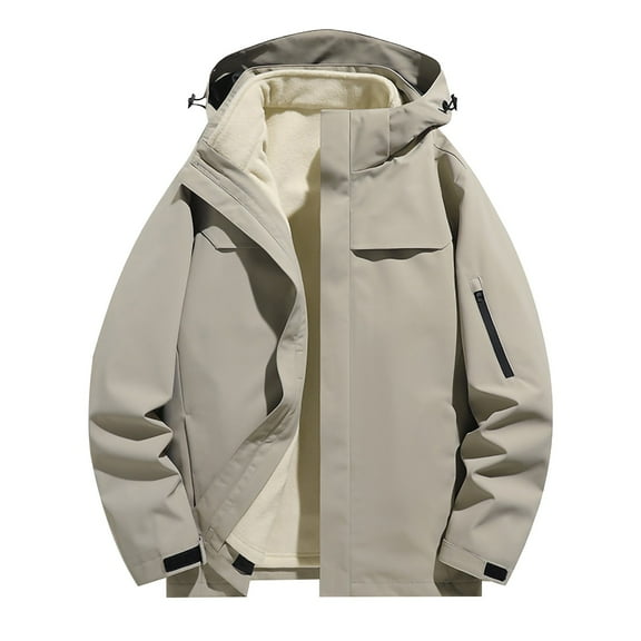 Kmdttou Men's Windproof Jacket Waterproof Lightweight Mountains Sport Jacket for Men Hooded Windbreaker Raincoat Khaki XL