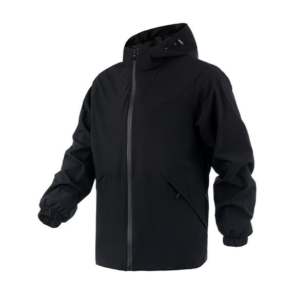 Kmdttou Men's Windproof Jacket Waterproof Lightweight Windproof Full Zip Men's Packable Fall Raincoat Windbreaker with Hood Black 3XL