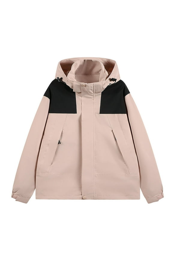 Men's Windproof Jacket Waterproof with Hood Packable Outdoor Hooded Windbreaker Insulated Mountain jackets Pink XL