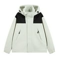 thumbnail image 1 of Kmdttou Men's Windproof Jacket Waterproof with Hood Packable Outdoor Hooded Windbreaker Insulated Mountain jackets White S, 1 of 7