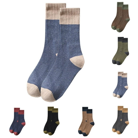 Kmdttou Men's Winter Splice Color Fleecing Warm Deodorize And Absorb Sweat Middle Barrel Socks Socks Winter-Gifts for Women/Men-Warm Thick Soft