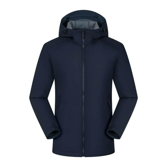 Kmdttou Mens Waterproof Rain jacket with Hood Packable Outdoor Hooded Windbreaker Insulated Mountain jackets Navy 2XL