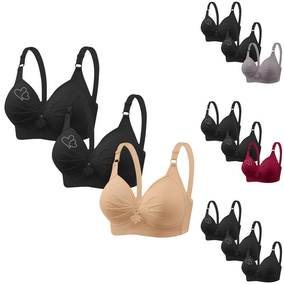 Kmdttou Mini-mizer Bras for Women Push-Up Push-up Non-slip Lace Flower Beautiful Back Seamless Push-up Bra Without Steel Ring