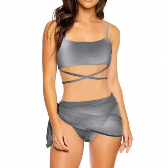 Kmdttou One Piece Swimsuit Women Fashion Two-piece Bikini Swimsuit Gradient Tight Sexy Three-piece Sports Swimsuit Up to 65% off!
