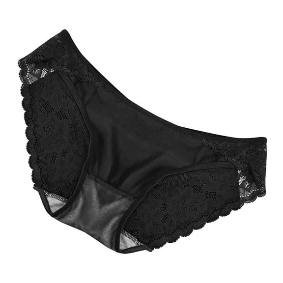 Kmdttou Panties for Women Pack Cotton Sexy Lace High Cut Panties Comfort Bikini Panty Stretch Underpants Breathable Ladies Briefs (Available in Plus Size) Black-Free Size