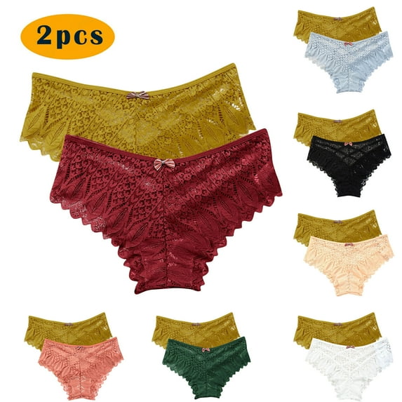 Kmdttou Panties for Women Pack Cotton Sexy Lace High Cut Panties Comfort Bikini Panty Stretch Underpants Breathable Ladies Briefs (Available in Plus Size) Wine-4XL